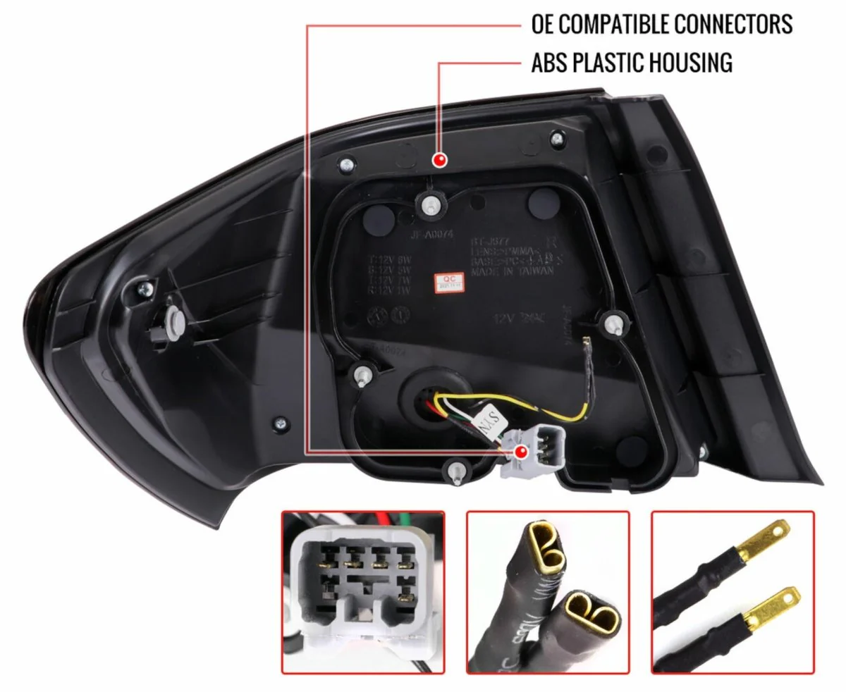 Spec-D Optic Style Sequential LED Tail Lights Gloss Black Housing w/ Smoke Lens and White Bar 2008-2014 WRX Sedan / 2011-2014 STI Sedan - Image 12