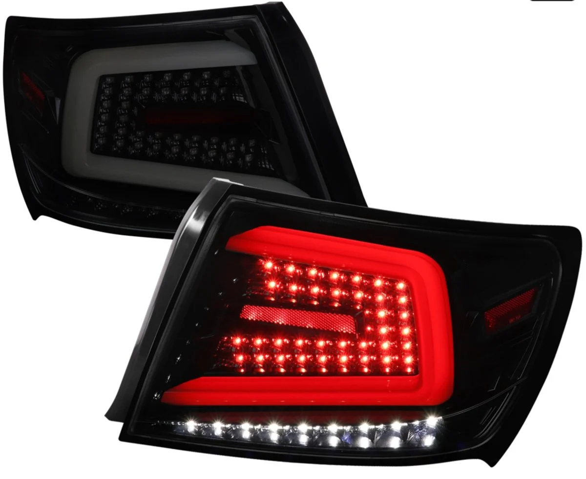 Spec-D Optic Style Sequential LED Tail Lights Gloss Black Housing w/ Smoke Lens and White Bar 2008-2014 WRX Sedan / 2011-2014 STI Sedan - Image 4
