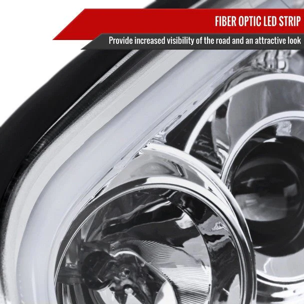 Spec-D LED Bar Style Projector Headlights w/ Chrome Base and Clear Lens 2004-2005 WRX / 2004-2005 STI w/ OEM Halogen Lights - Image 6