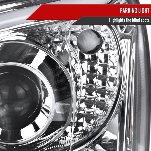 Spec-D LED Bar Style Projector Headlights w/ Chrome Base and Clear Lens 2004-2005 WRX / 2004-2005 STI w/ OEM Halogen Lights - Image 7