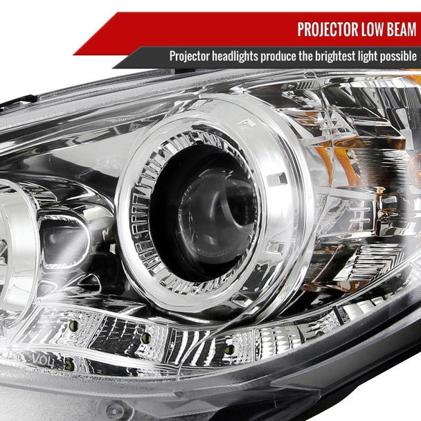 Spec-D LED Bar Style Projector Headlights w/ Chrome Base and Clear Lens 2006-2007 WRX / 2006-2007 STI w/ OEM Halogen Lights - Image 4