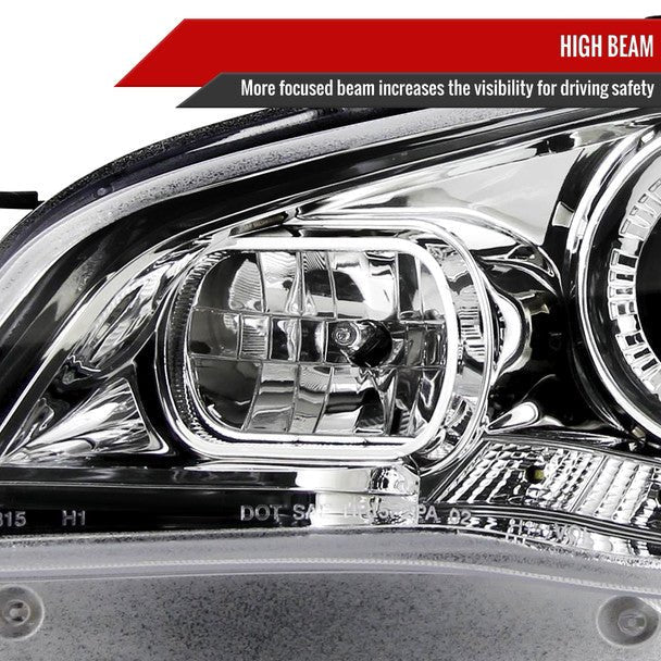 Spec-D LED Bar Style Projector Headlights w/ Chrome Base and Clear Lens 2006-2007 WRX / 2006-2007 STI w/ OEM Halogen Lights - Image 5