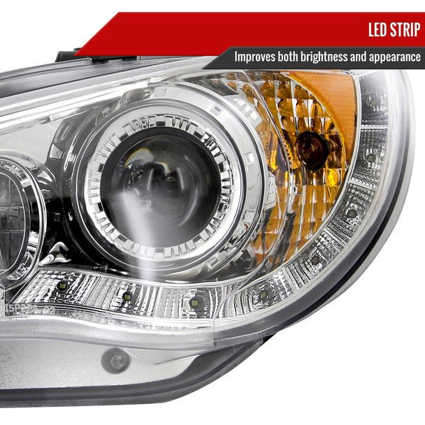 Spec-D LED Bar Style Projector Headlights w/ Chrome Base and Clear Lens 2006-2007 WRX / 2006-2007 STI w/ OEM Halogen Lights - Image 8