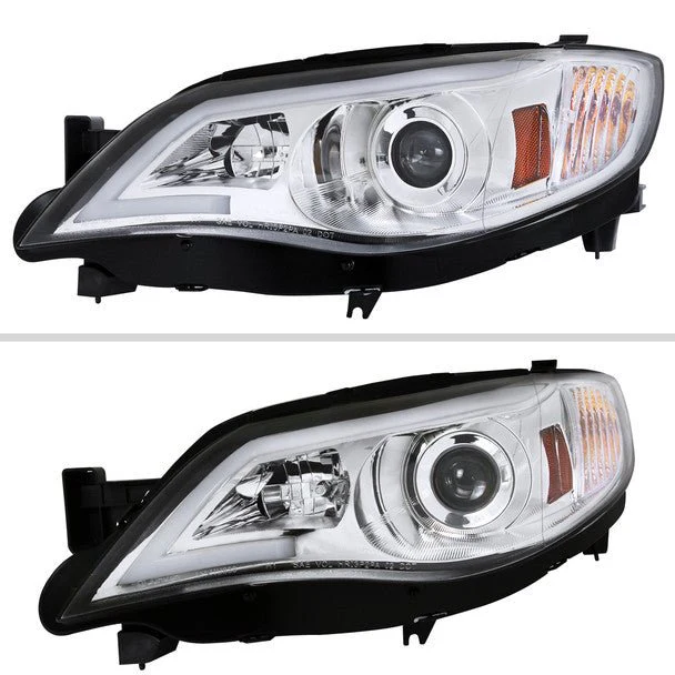 Spec-D LED Bar Style Projector Headlights w/ Chrome Base and Clear Lens 2008-2014 WRX Halogen Models Only - Image 3