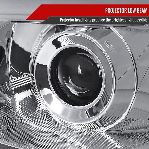 Spec-D LED Bar Style Projector Headlights w/ Chrome Base and Clear Lens 2008-2014 WRX Halogen Models Only - Image 4