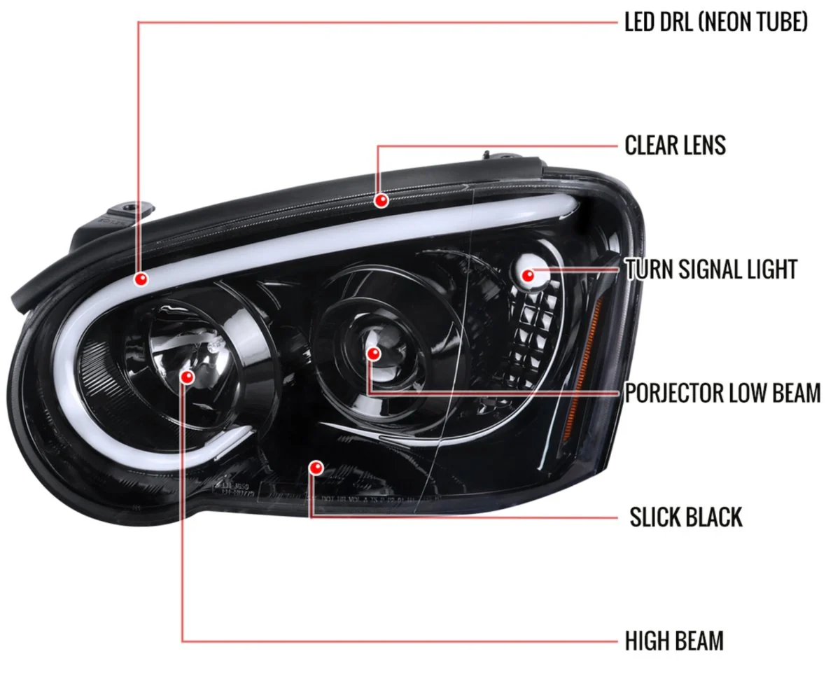 Spec-D LED Bar Style Projector Headlights w/ Gloss Black Base and Clear Lens 2004-2005 WRX / 2004-2005 STI w/ OEM Halogen Lights - Image 11