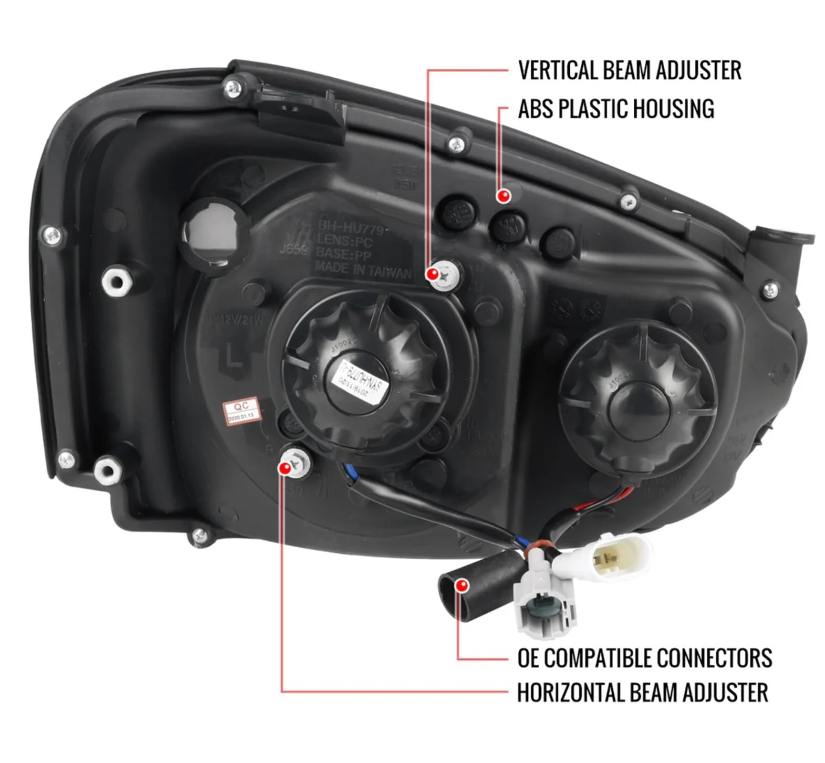 Spec-D LED Bar Style Projector Headlights w/ Gloss Black Base and Clear Lens 2004-2005 WRX / 2004-2005 STI w/ OEM Halogen Lights - Image 13