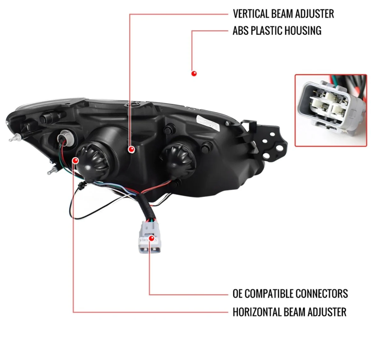 Spec-D LED Bar Style Projector Headlights w/ Gloss Black Base and Clear Lens 2006-2007 WRX / 2006-2007 STI w/ OEM Halogen Lights - Image 13