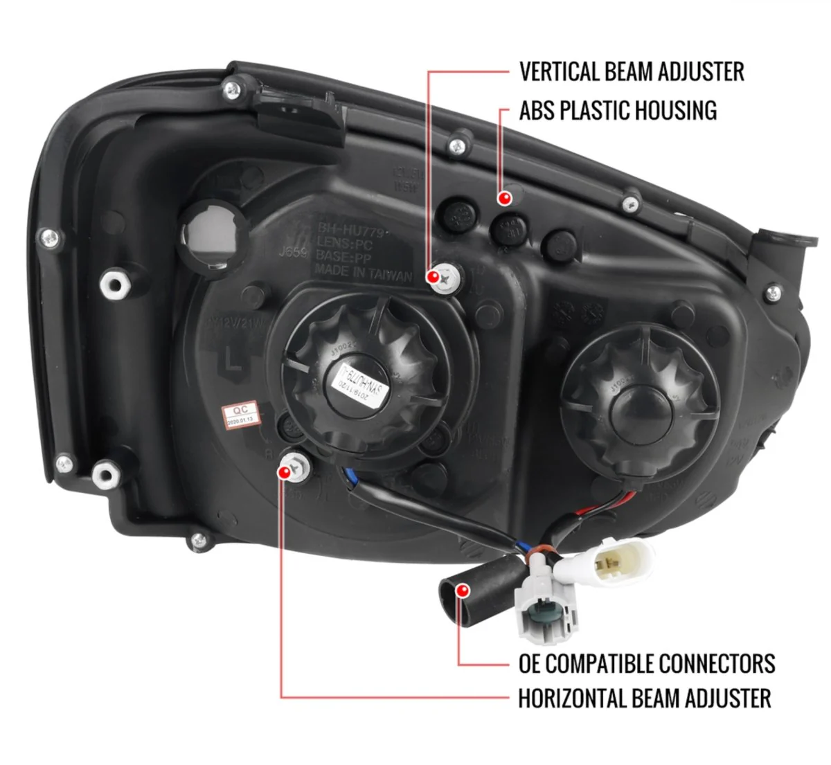 Spec-D LED Bar Style Projector Headlights w/ Gloss Black Base and Smoke Lens 2004-2005 WRX / 2004-2005 STI w/ OEM Halogen Lights - Image 13