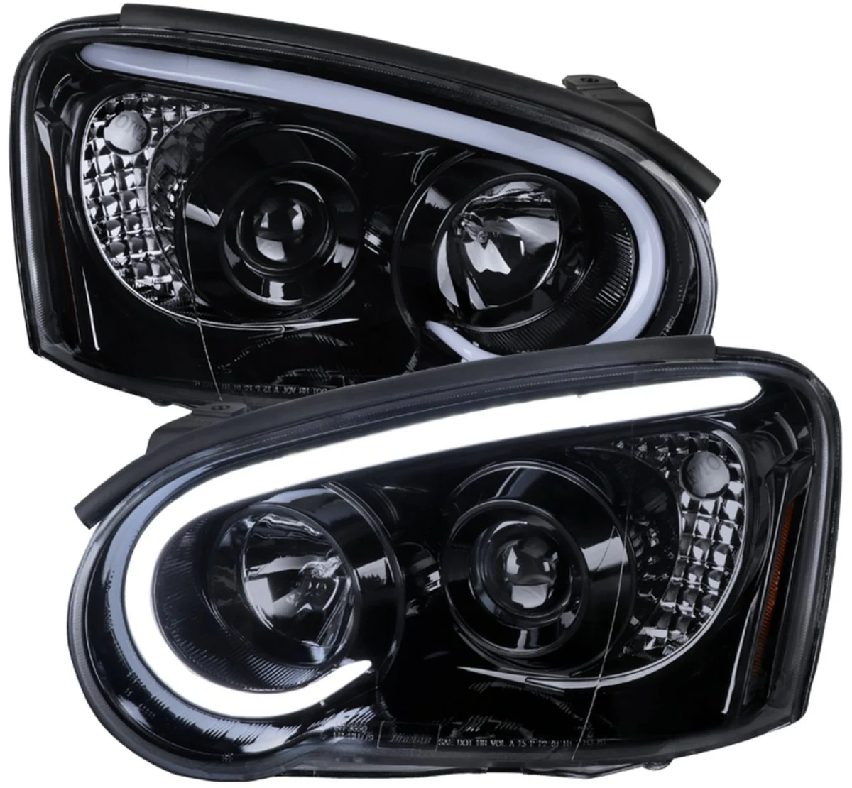Spec-D LED Bar Style Projector Headlights w/ Gloss Black Base and Smoke Lens 2004-2005 WRX / 2004-2005 STI w/ OEM Halogen Lights - Image 4