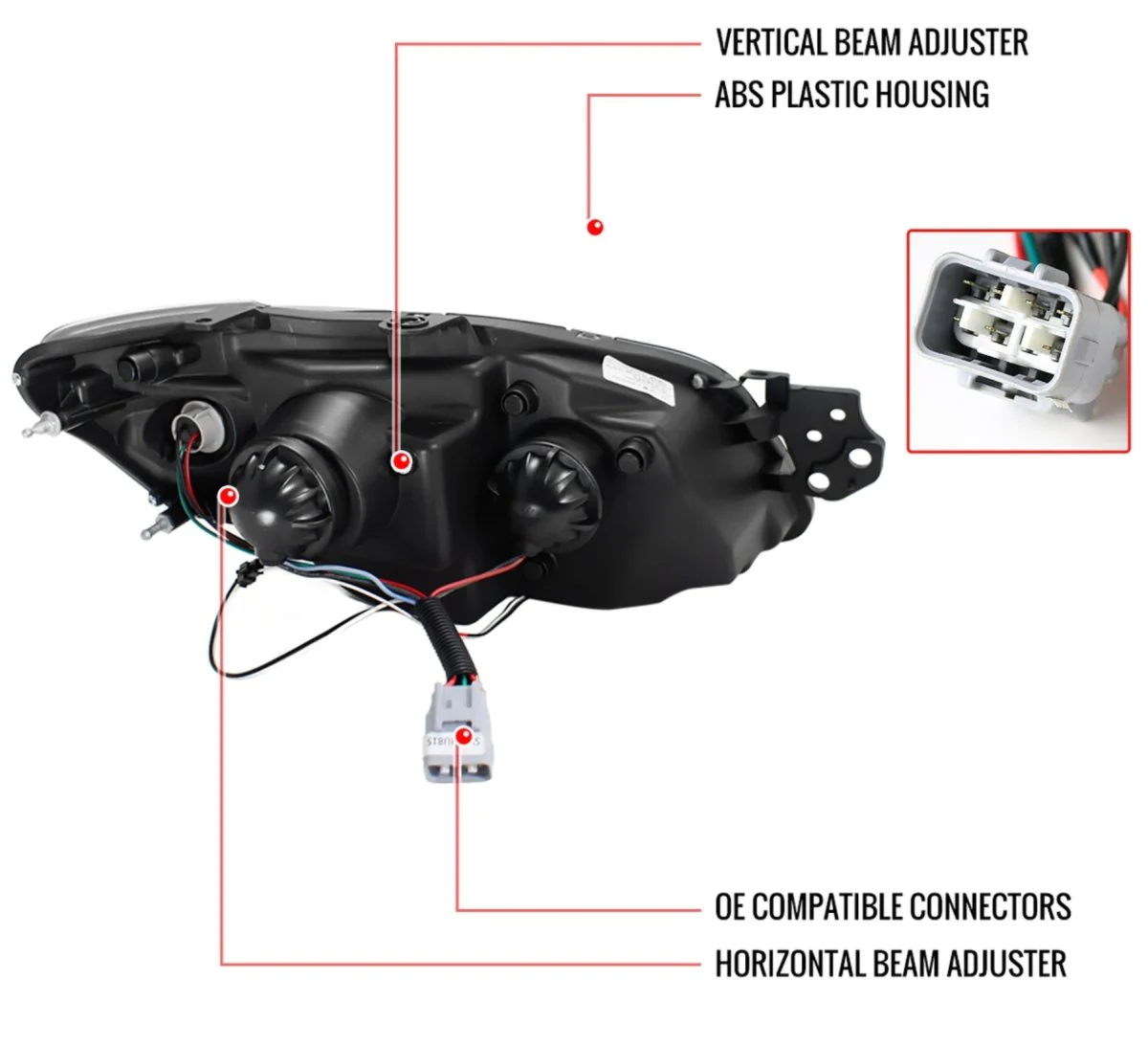 Spec-D LED Bar Style Projector Headlights w/ Gloss Black Base and Smoke Lens 2006-2007 WRX / 2006-2007 STI w/ OEM Halogen Lights - Image 13
