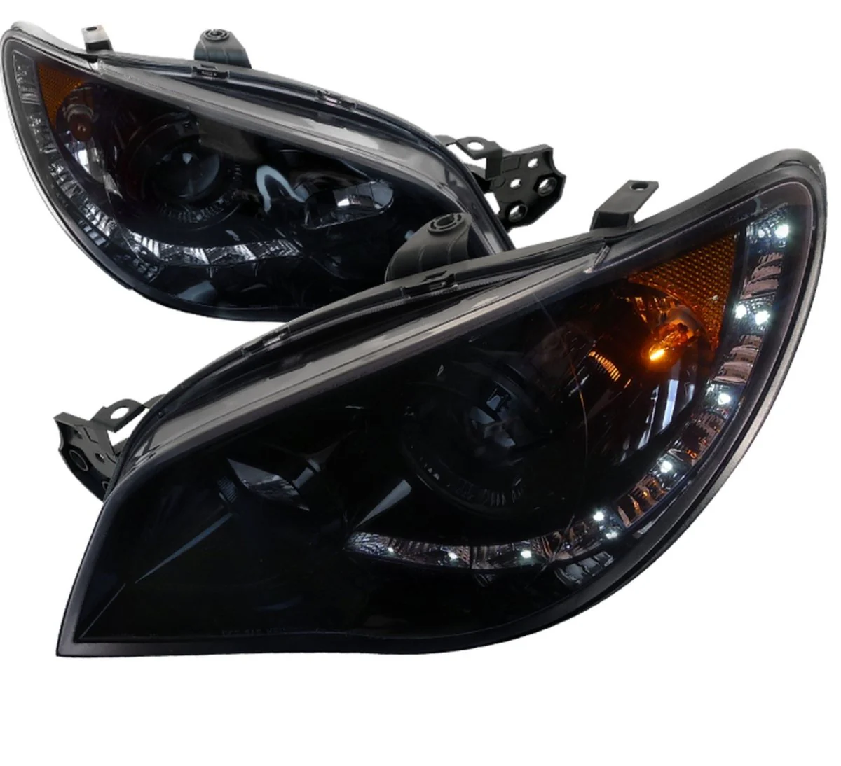 Spec-D LED Bar Style Projector Headlights w/ Gloss Black Base and Smoke Lens 2006-2007 WRX / 2006-2007 STI w/ OEM Halogen Lights - Image 4