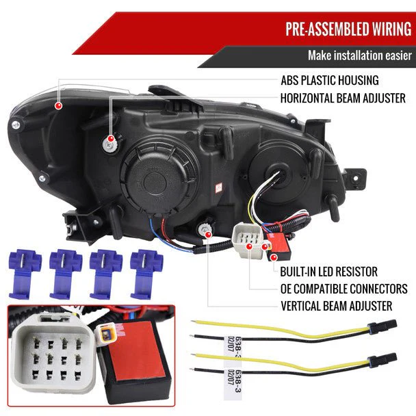 Spec-D Version 2 LED Bar Style Projector Headlights w/ Gloss Black Base and Smoke Lens 2015-2017 WRX / 2015-2017 STI / 2018-2021 WRX Base & Premium - Image 8