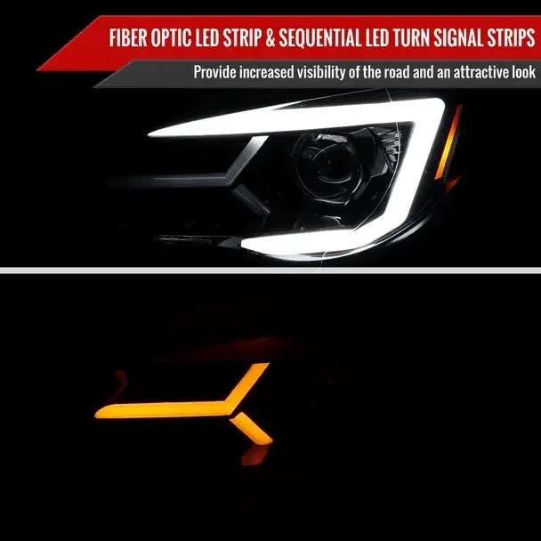Spec-D Version 2 LED Bar Style Projector Headlights w/ Gloss Black Base and Smoke Lens 2006-2007 WRX / 2006-2007 STI w/ OEM Halogen Lights - Image 3