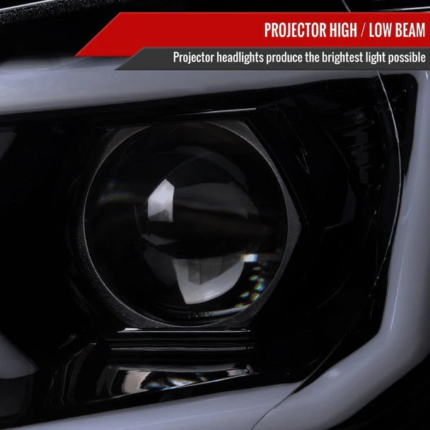 Spec-D Version 2 LED Bar Style Projector Headlights w/ Gloss Black Base and Smoke Lens 2006-2007 WRX / 2006-2007 STI w/ OEM Halogen Lights - Image 4